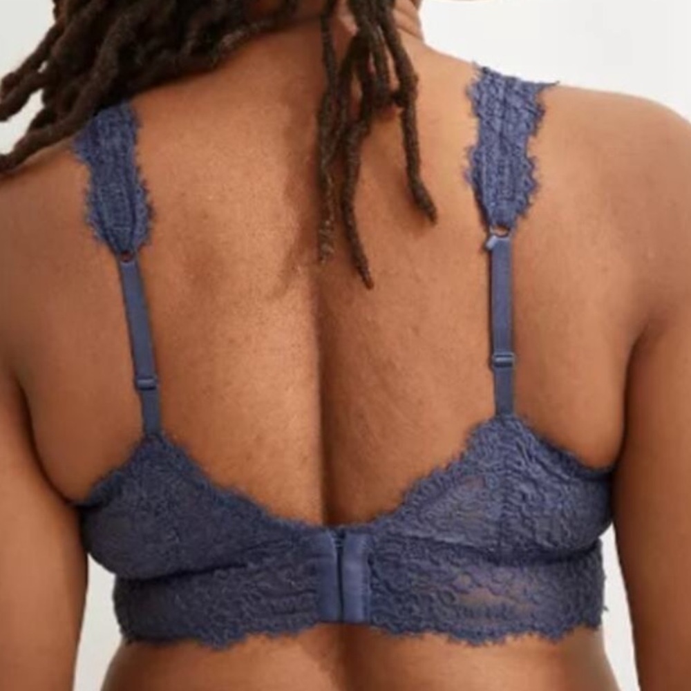 Aerie Eyelash Lash Lace Padded Bralette Navy Blue XL - Picture 2 of 12
